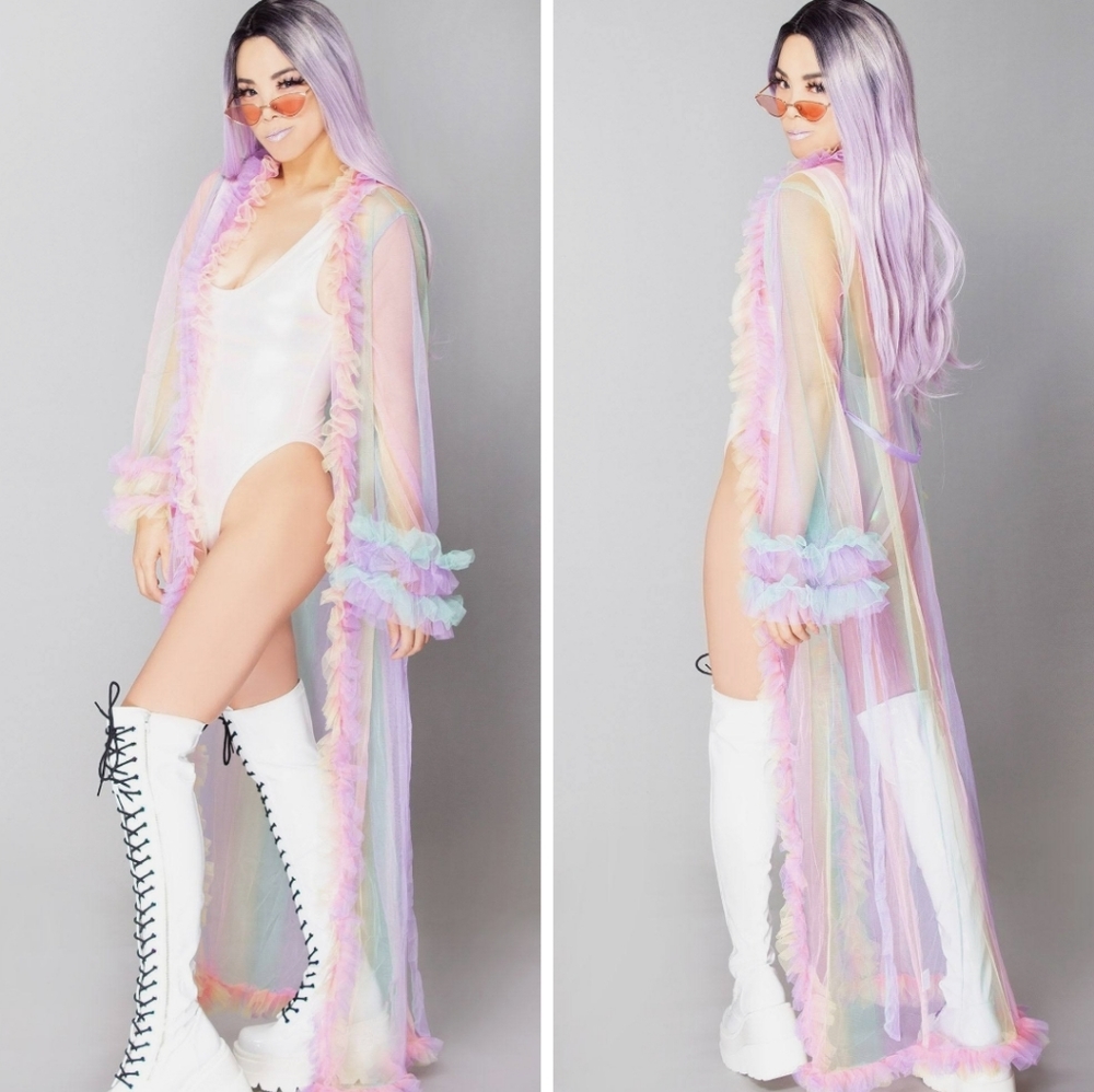 Hot & Delicious Ruffle Mesh Cardigan